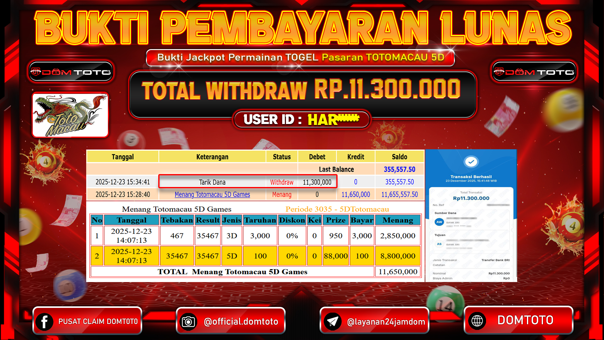 JACKPOT TOGEL Pasaran TOTOMACAU 5D 23 DECEMBER 2025